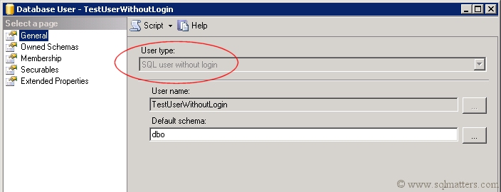 Database User Without Login - SQL Server 2012